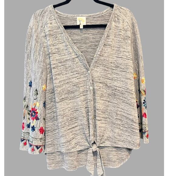 Anthropologie Fig and Flower Open Oversized Embroidered Cardigan Large - Picture 1 of 8